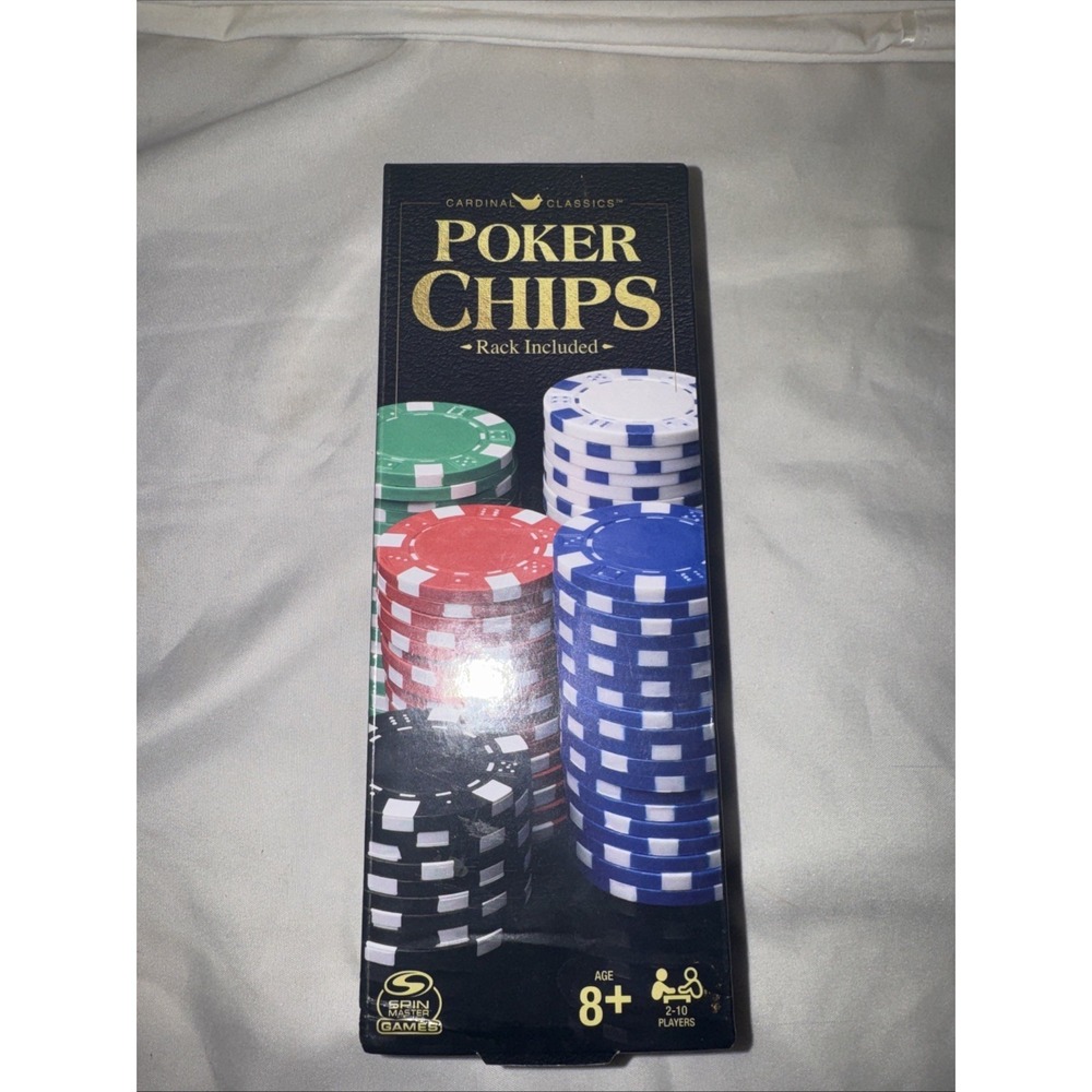 New 100-Piece Colored POKER CHIPS (Rack Included) by Cardinal Classics.
